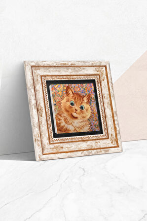 Louis Wain Kediler Taş Duvar Tablosu Çerçeveli Duvar Dekoru Wall Art