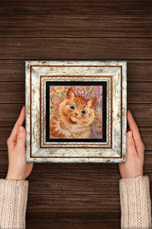 Louis Wain Kediler Taş Duvar Tablosu Çerçeveli Duvar Dekoru Wall Art