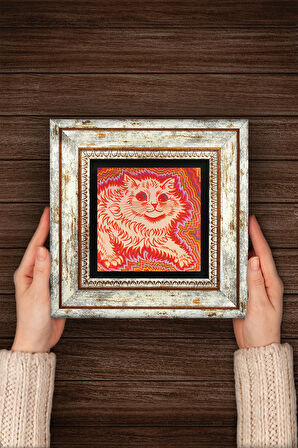 Louis Wain Kediler Taş Duvar Tablosu Çerçeveli Duvar Dekoru Wall Art