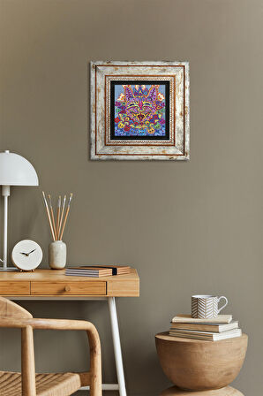 Louis Wain Kediler Taş Duvar Tablosu Çerçeveli Duvar Dekoru Wall Art