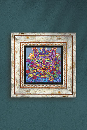 Louis Wain Kediler Taş Duvar Tablosu Çerçeveli Duvar Dekoru Wall Art