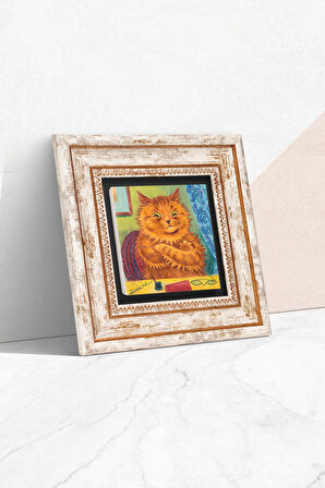 Louis Wain Kediler Taş Duvar Tablosu Çerçeveli Duvar Dekoru Wall Art