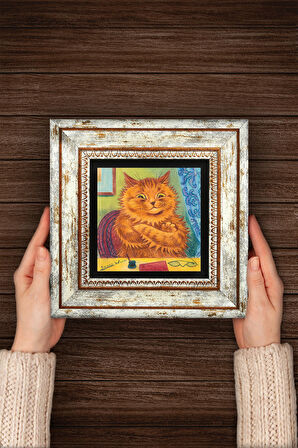 Louis Wain Kediler Taş Duvar Tablosu Çerçeveli Duvar Dekoru Wall Art