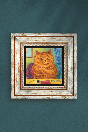 Louis Wain Kediler Taş Duvar Tablosu Çerçeveli Duvar Dekoru Wall Art