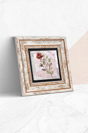 Gül Çiçek Taş Duvar Tablosu Çerçeveli Duvar Dekoru Wall Art