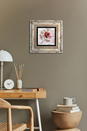 Gül Çiçek Taş Duvar Tablosu Çerçeveli Duvar Dekoru Wall Art