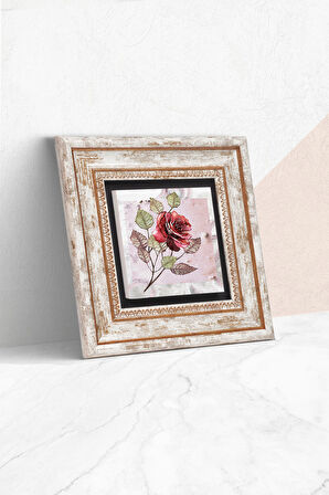 Gül Çiçek Taş Duvar Tablosu Çerçeveli Duvar Dekoru Wall Art