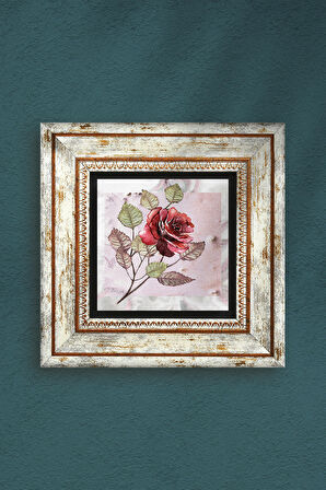 Gül Çiçek Taş Duvar Tablosu Çerçeveli Duvar Dekoru Wall Art