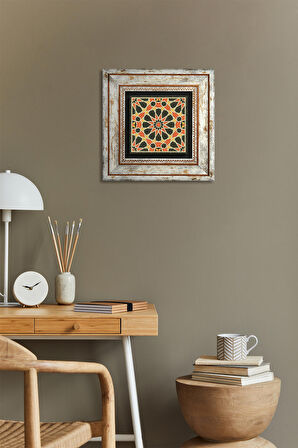 Etnik Desen Taş Duvar Tablosu Çerçeveli Duvar Dekoru Wall Art
