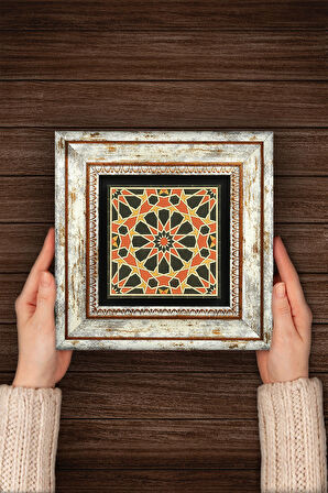 Etnik Desen Taş Duvar Tablosu Çerçeveli Duvar Dekoru Wall Art