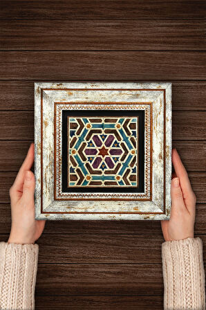 Etnik Desen Taş Duvar Tablosu Çerçeveli Duvar Dekoru Wall Art