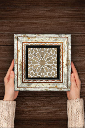 Etnik Desen Taş Duvar Tablosu Çerçeveli Duvar Dekoru Wall Art