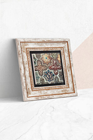 Etnik Desen Taş Duvar Tablosu Çerçeveli Duvar Dekoru Wall Art