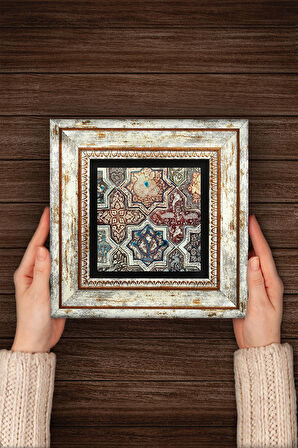 Etnik Desen Taş Duvar Tablosu Çerçeveli Duvar Dekoru Wall Art