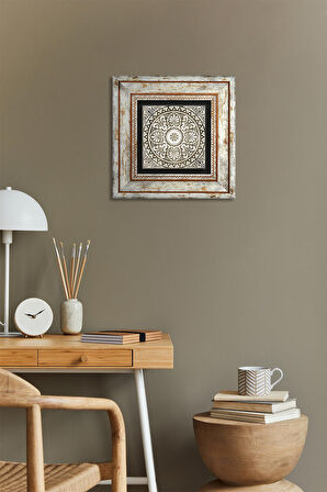 Etnik Desen Taş Duvar Tablosu Çerçeveli Duvar Dekoru Wall Art