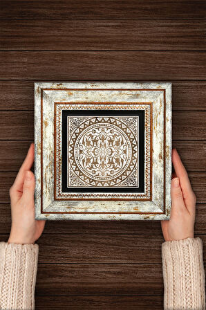 Etnik Desen Taş Duvar Tablosu Çerçeveli Duvar Dekoru Wall Art