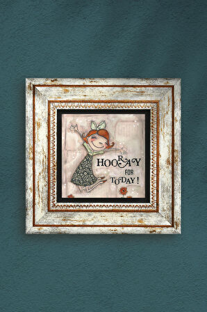 Mutlu Kız Taş Duvar Tablosu Çerçeveli Duvar Dekoru Wall Art