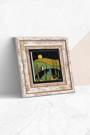 Minimalist Bohem Taş Duvar Tablosu Çerçeveli Duvar Dekoru Wall Art