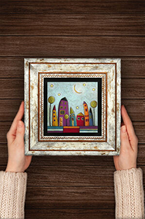 Minimalist Bohem Taş Duvar Tablosu Çerçeveli Duvar Dekoru Wall Art