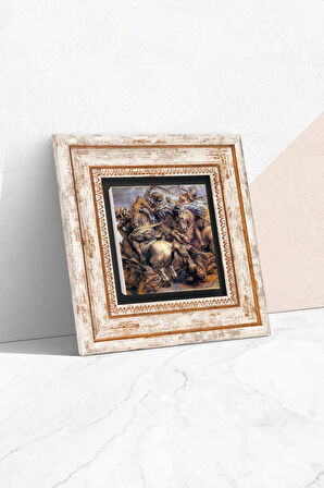 Anghiari Savaşı Antik Roma Serisi Taş Duvar Tablosu Çerçeveli Duvar Dekoru Wall Art