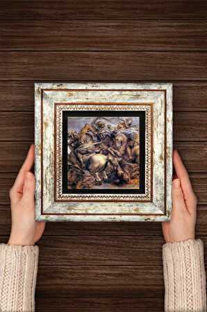 Anghiari Savaşı Antik Roma Serisi Taş Duvar Tablosu Çerçeveli Duvar Dekoru Wall Art