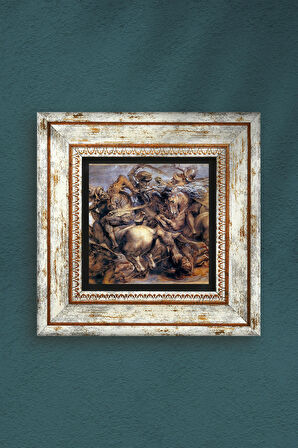 Anghiari Savaşı Antik Roma Serisi Taş Duvar Tablosu Çerçeveli Duvar Dekoru Wall Art