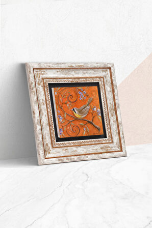 Serçe Kuş Taş Duvar Tablosu Çerçeveli Duvar Dekoru Wall Art
