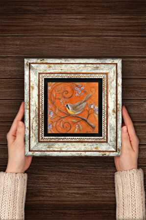 Serçe Kuş Taş Duvar Tablosu Çerçeveli Duvar Dekoru Wall Art