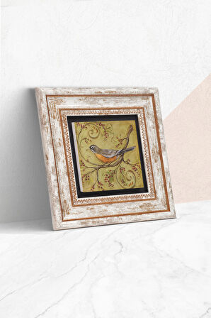 Serçe Kuş Taş Duvar Tablosu Çerçeveli Duvar Dekoru Wall Art