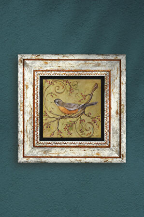 Serçe Kuş Taş Duvar Tablosu Çerçeveli Duvar Dekoru Wall Art