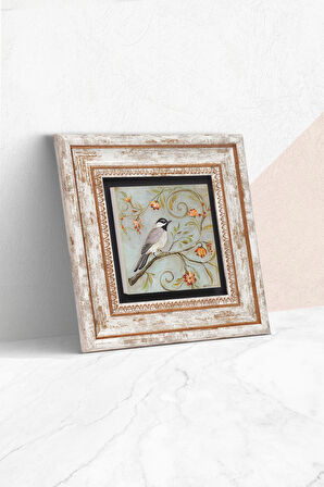 Serçe Kuş Taş Duvar Tablosu Çerçeveli Duvar Dekoru Wall Art