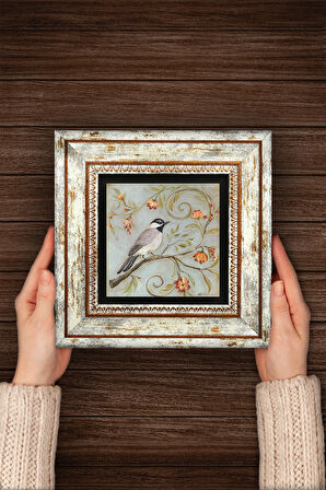 Serçe Kuş Taş Duvar Tablosu Çerçeveli Duvar Dekoru Wall Art