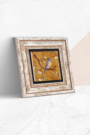 Serçe Kuş Taş Duvar Tablosu Çerçeveli Duvar Dekoru Wall Art