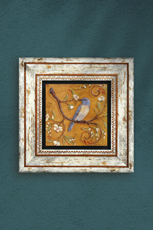 Serçe Kuş Taş Duvar Tablosu Çerçeveli Duvar Dekoru Wall Art