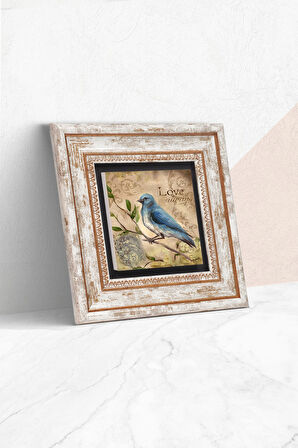 Serçe Kuş Taş Duvar Tablosu Çerçeveli Duvar Dekoru Wall Art