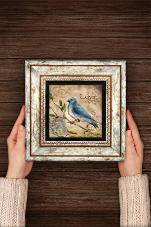 Serçe Kuş Taş Duvar Tablosu Çerçeveli Duvar Dekoru Wall Art