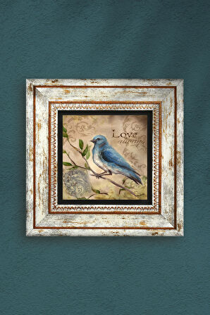 Serçe Kuş Taş Duvar Tablosu Çerçeveli Duvar Dekoru Wall Art