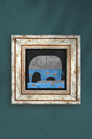 Fil Taş Duvar Tablosu Çerçeveli Duvar Dekoru Wall Art