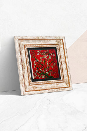Van Gogh Badem Ağacı Taş Duvar Tablosu Çerçeveli Duvar Dekoru Wall Art