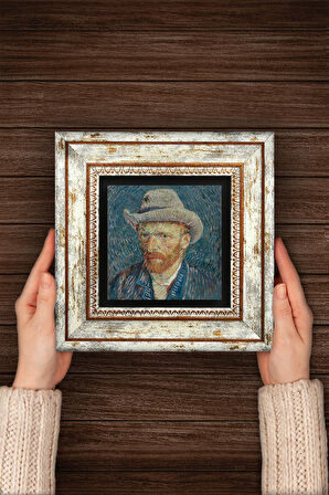 Van Gogh Otoportre Taş Duvar Tablosu Çerçeveli Duvar Dekoru Wall Art