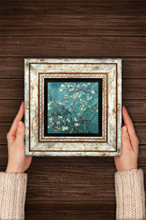 Van Gogh Badem Ağacı Taş Duvar Tablosu Çerçeveli Duvar Dekoru Wall Art