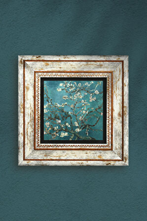 Van Gogh Badem Ağacı Taş Duvar Tablosu Çerçeveli Duvar Dekoru Wall Art