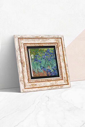Van Gogh İrisler Taş Duvar Tablosu Çerçeveli Duvar Dekoru Wall Art