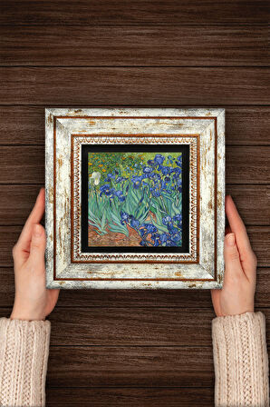 Van Gogh İrisler Taş Duvar Tablosu Çerçeveli Duvar Dekoru Wall Art