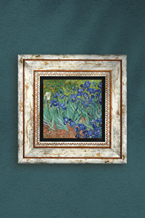 Van Gogh İrisler Taş Duvar Tablosu Çerçeveli Duvar Dekoru Wall Art