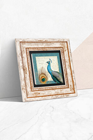 Tavus Kuşu Taş Duvar Tablosu Çerçeveli Duvar Dekoru Wall Art