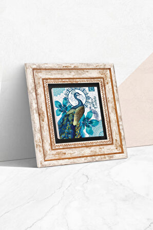 Tavus Kuşu Taş Duvar Tablosu Çerçeveli Duvar Dekoru Wall Art
