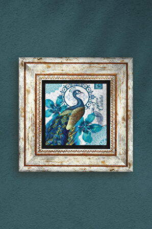 Tavus Kuşu Taş Duvar Tablosu Çerçeveli Duvar Dekoru Wall Art