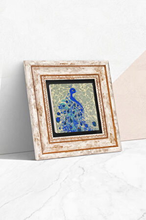 Tavus Kuşu Taş Duvar Tablosu Çerçeveli Duvar Dekoru Wall Art