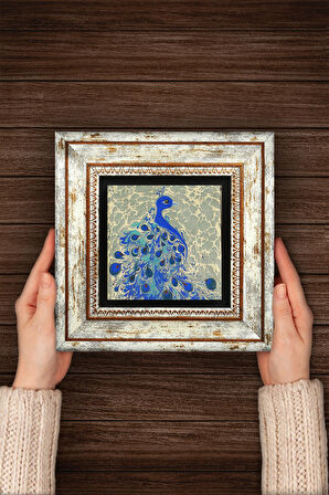 Tavus Kuşu Taş Duvar Tablosu Çerçeveli Duvar Dekoru Wall Art